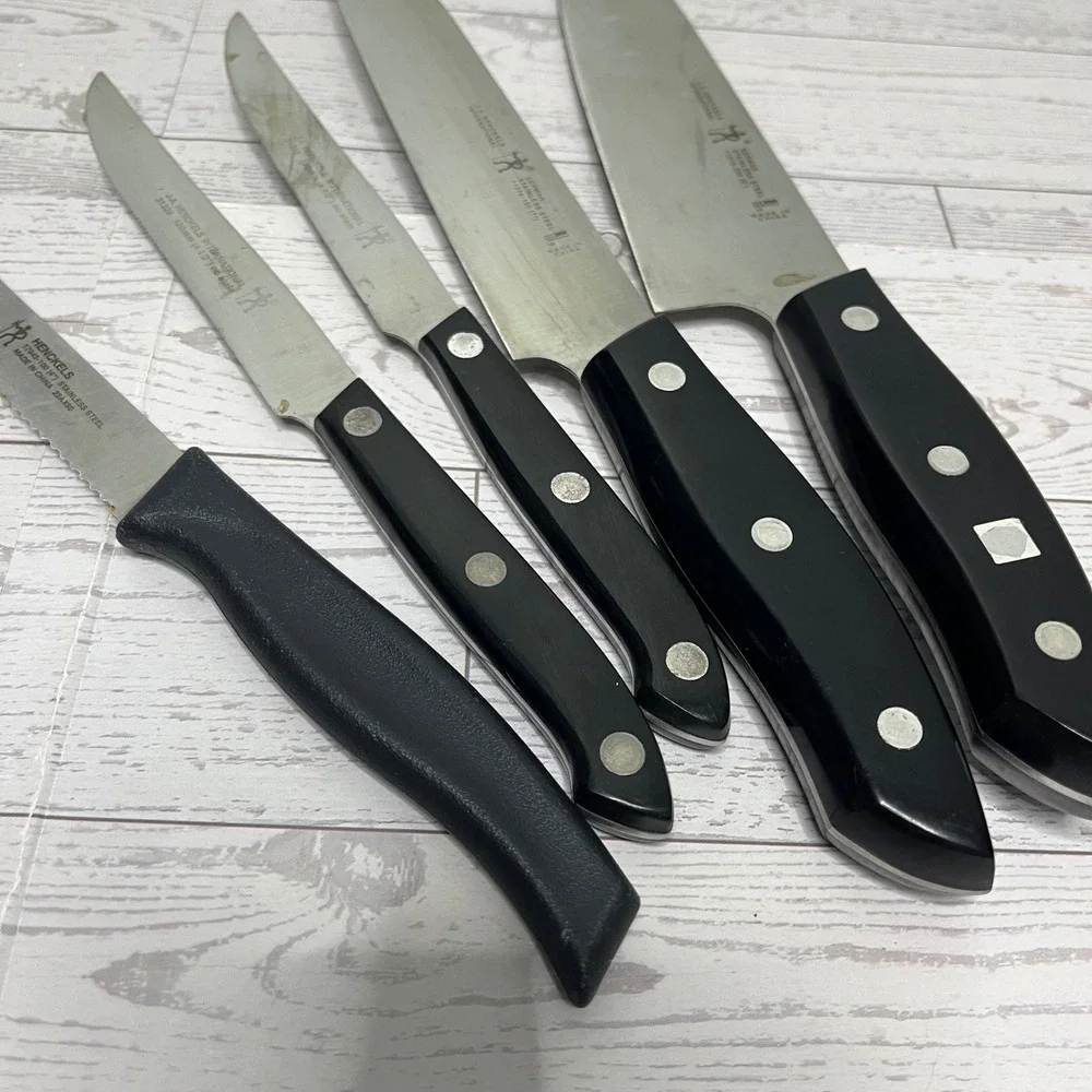 JA Henckels International German Stainless Steel Kitchen Knife Set 5 Piece Black